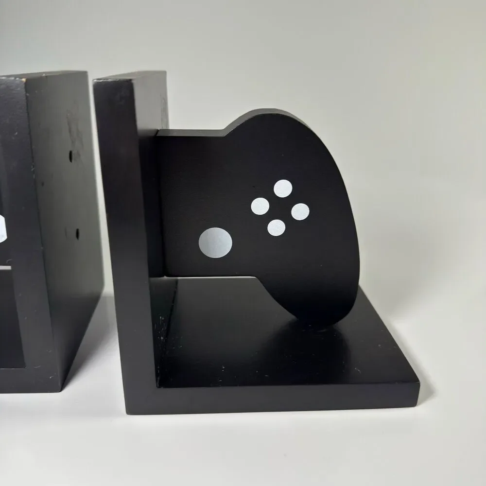 Game Controller Bookends Black Video Game Shelf Organizer Set Kids Room Decor